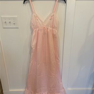 Nicole Intimates Pink Lace-Trim Nightgown Slip